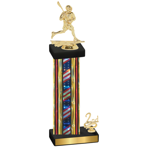 Accented Single Flag USA Second Place Lacrosse Trophy