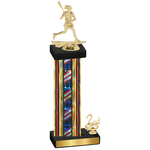 Accented Single Flag USA Second Place Lacrosse Trophy