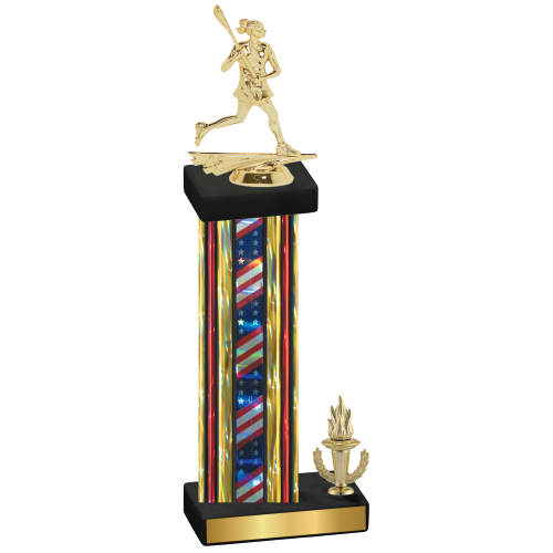 Accented Single Flag USA Victory Lacrosse Trophy