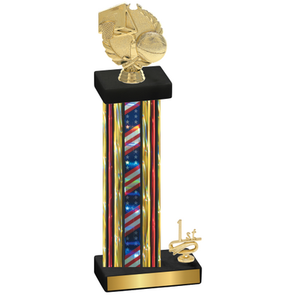 Accented Single Flag USA First Place Basketball Trophy