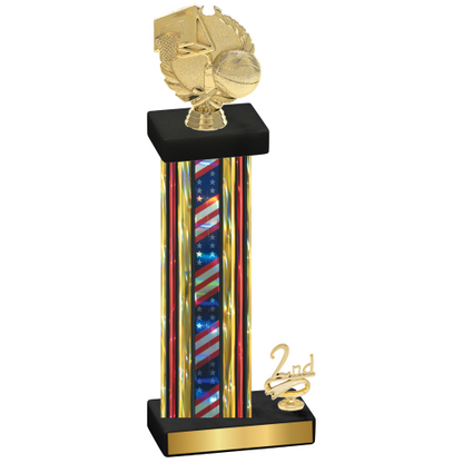 Accented Single Flag USA Second Place Basketball Trophy