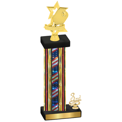 Accented Single Flag USA Third Place Pickleball Trophy