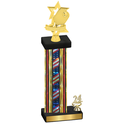 Accented Single Flag USA Year Pickleball Trophy