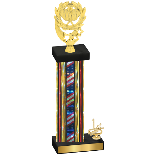 Accented Single Flag USA First Place Pickleball Trophy