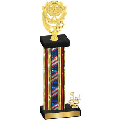 Accented Single Flag USA Third Place Pickleball Trophy