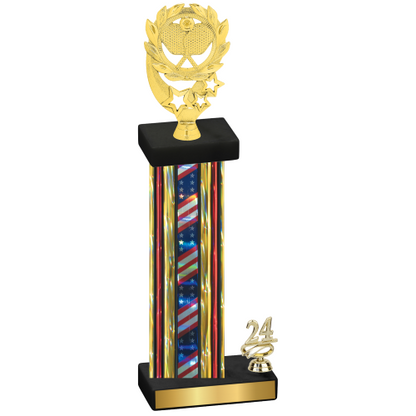 Accented Single Flag USA Year Pickleball Trophy