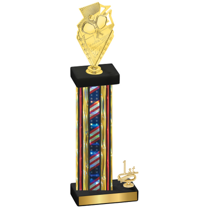 Accented Single Flag USA First Place Pickleball Trophy