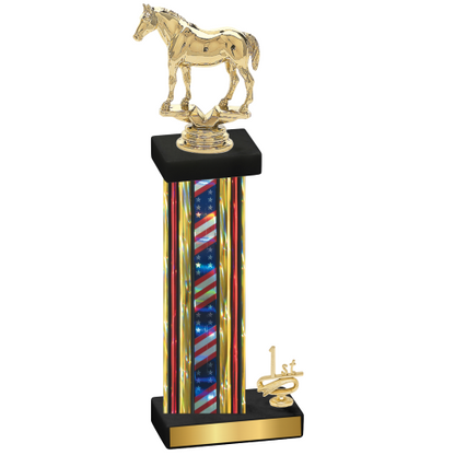 Accented Single Flag USA First Place Horses Trophy