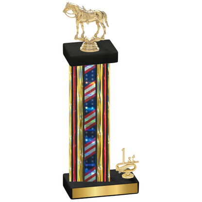 Accented Single Flag USA First Place Horses Trophy