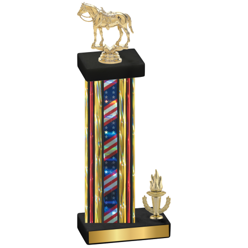 Accented Single Flag USA Victory Horses Trophy