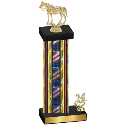 Accented Single Flag USA Year Horses Trophy