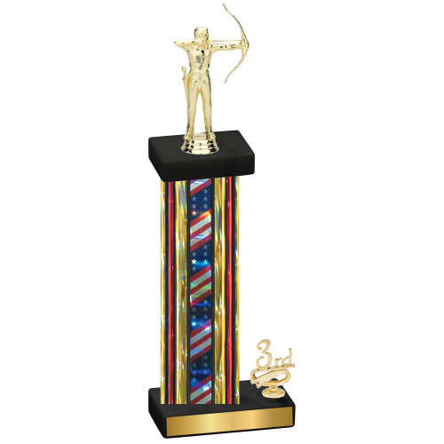 Accented Single Flag USA Third Place Archery Trophy