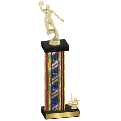 Accented Single Flag USA First Place Basketball Trophy