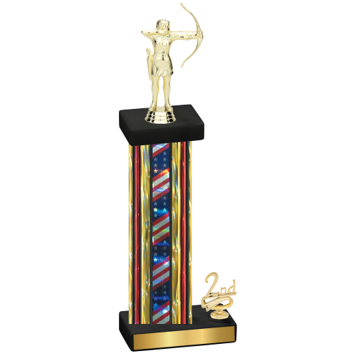Accented Single Flag USA Second Place Archery Trophy