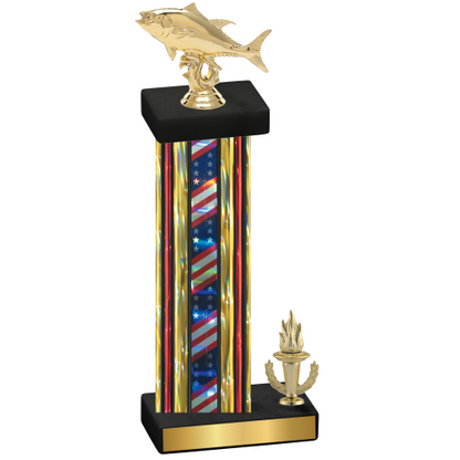 Accented Single Flag USA Victory Fishing Trophy