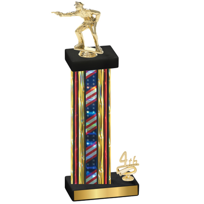Accented Single Flag USA Fourth Place Shooter Trophy