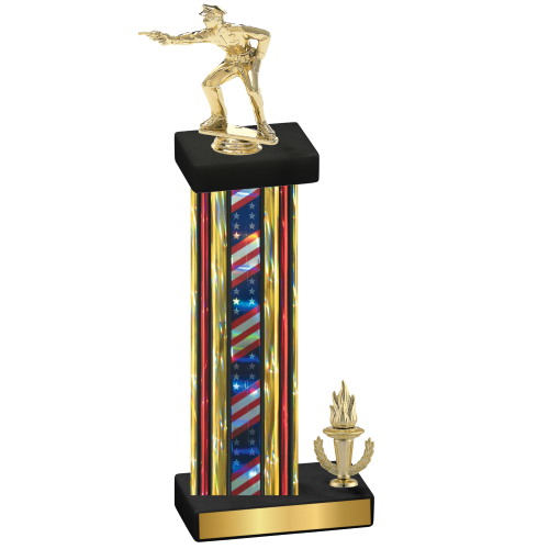 Accented Single Flag USA Victory Shooter Trophy