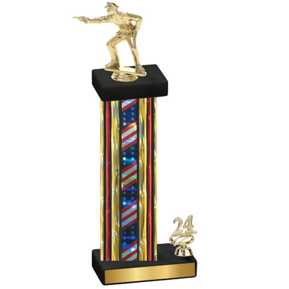 Accented Single Flag USA Year Shooter Trophy