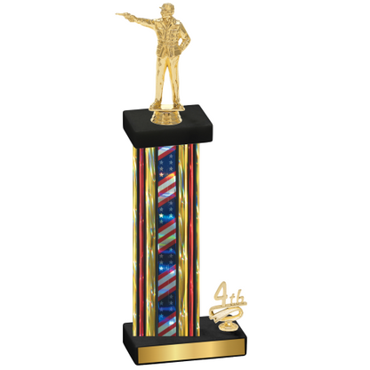 Accented Single Flag USA Fourth Place Shooter Trophy