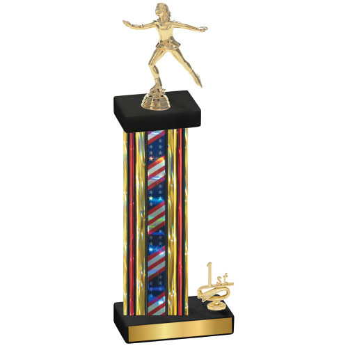 Accented Single Flag USA First Place Skater Trophy