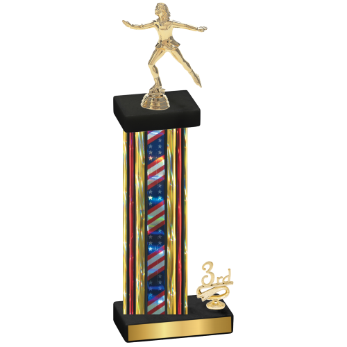 Accented Single Flag USA Third Place Skater Trophy