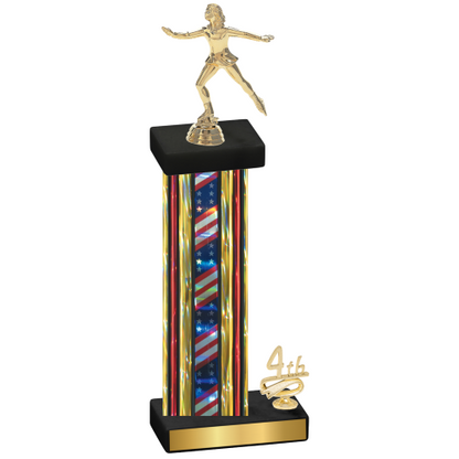 Accented Single Flag USA Fourth Place Skater Trophy