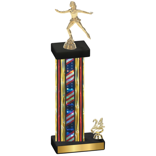 Accented Single Flag USA Year Skater Trophy