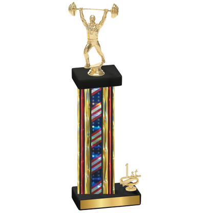 Accented Single Flag USA First Place Weights Trophy