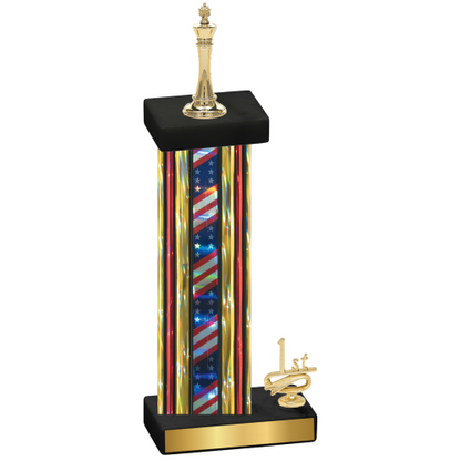 Accented Single Flag USA First Place Chess Trophy