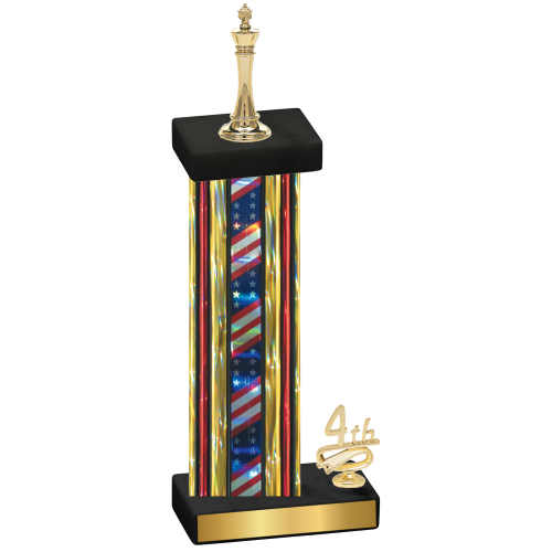 Accented Single Flag USA Fourth Place Chess Trophy