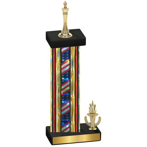 Accented Single Flag USA Victory Chess Trophy