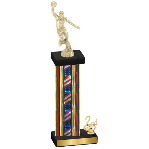 Accented Single Flag USA Second Place Basketball Trophy