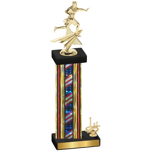 Accented Single Flag USA First Place Flag Football Trophy