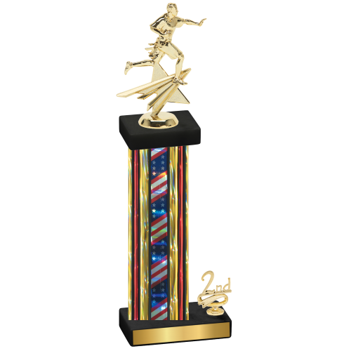 Accented Single Flag USA Second Place Flag Football Trophy
