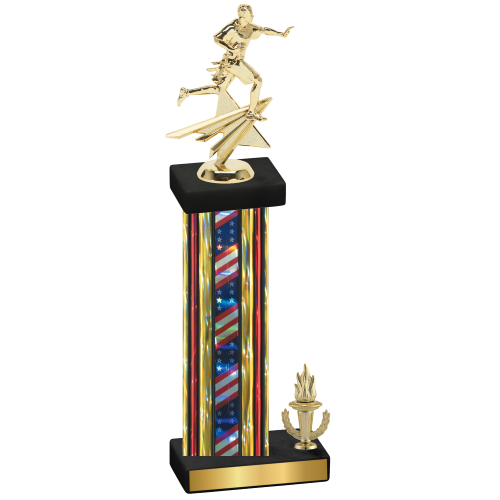 Accented Single Flag USA Victory Flag Football Trophy