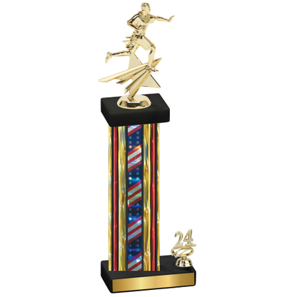 Accented Single Flag USA Year Flag Football Trophy