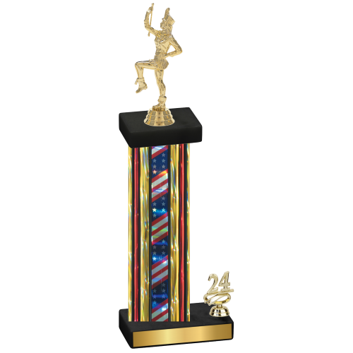 Accented Single Flag USA Year Majorette Trophy