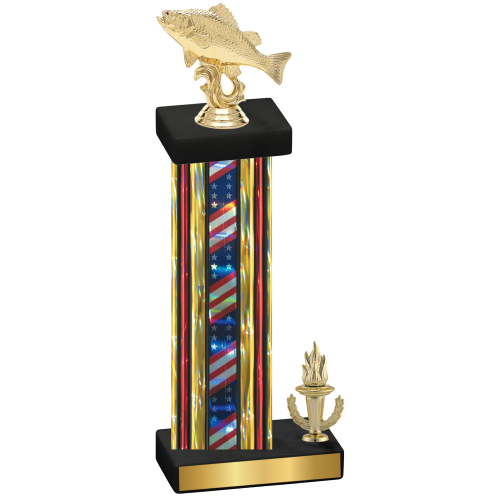 Accented Single Flag USA Victory Fishing Trophy