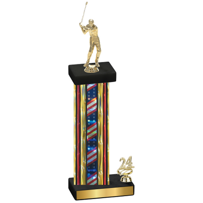 Accented Single Flag USA Year Golf Trophy