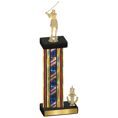 Accented Single Flag USA Victory Golf Trophy