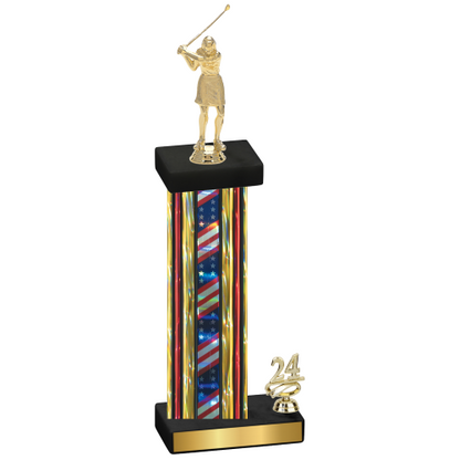 Accented Single Flag USA Year Golf Trophy