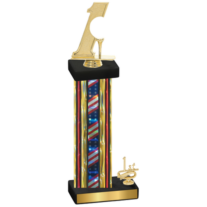 Accented Single Flag USA First Place Golf Trophy