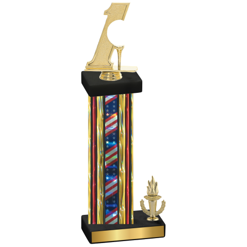 Accented Single Flag USA Victory Golf Trophy