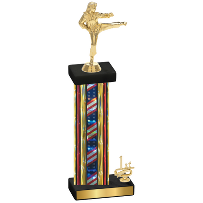 Accented Single Flag USA First Place Karate Trophy