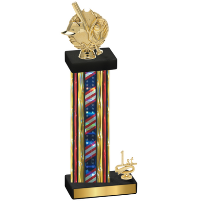 Accented Single Flag USA First Place Baseball Trophy