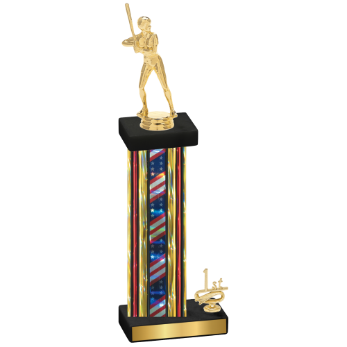 Accented Single Flag USA First Place Softball Trophy