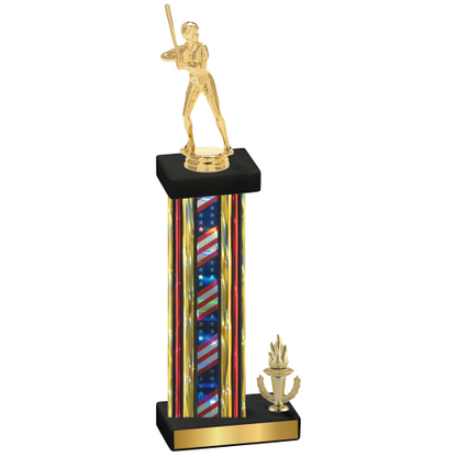 Accented Single Flag USA Victory Softball Trophy