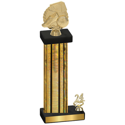 Accented Single Gold Glacier Year Soccer Trophy