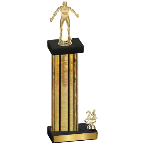 Accented Single Gold Glacier Year Wrestling Trophy