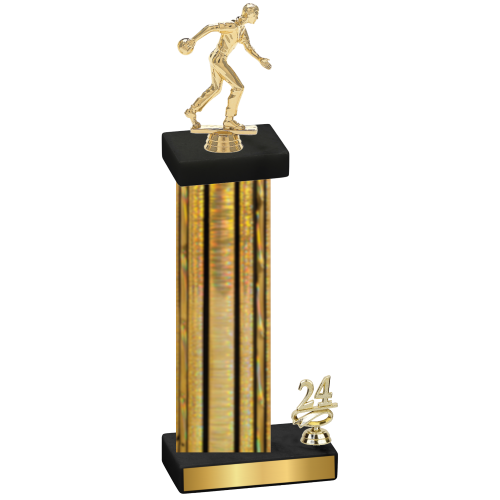 Accented Single Gold Glacier Year Bowling Trophy